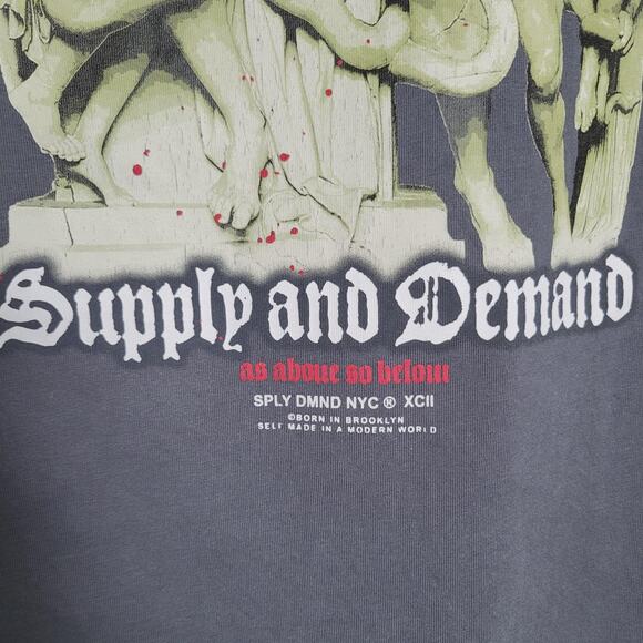 Supply & Demand Shirt Mens Large Gray Superior Collective Statue Graphic Tee NYC - Picture 5 of 12